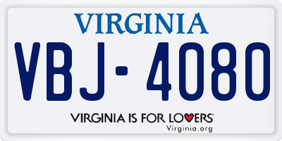 VA license plate VBJ4080