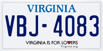 VA license plate VBJ4083
