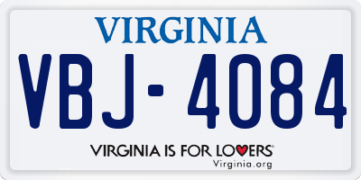 VA license plate VBJ4084