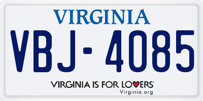 VA license plate VBJ4085