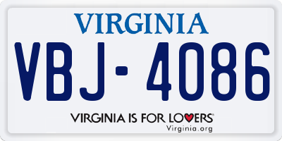 VA license plate VBJ4086