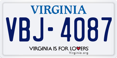 VA license plate VBJ4087