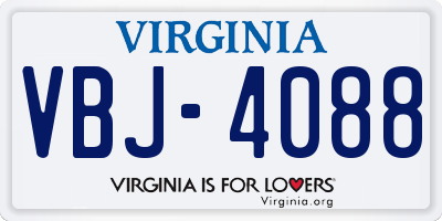 VA license plate VBJ4088
