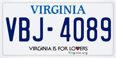 VA license plate VBJ4089