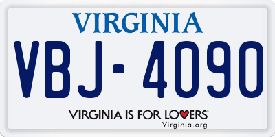 VA license plate VBJ4090