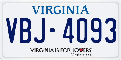 VA license plate VBJ4093