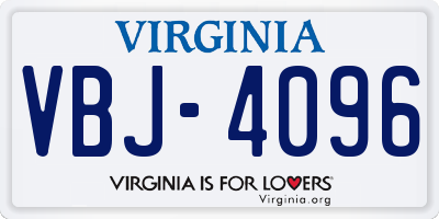VA license plate VBJ4096