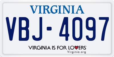 VA license plate VBJ4097