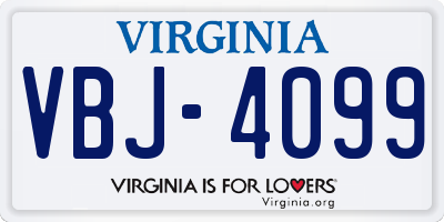 VA license plate VBJ4099