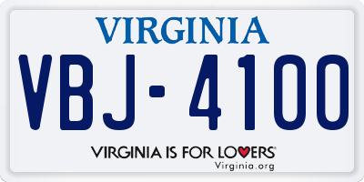 VA license plate VBJ4100
