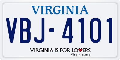VA license plate VBJ4101