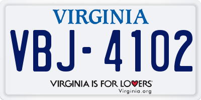 VA license plate VBJ4102