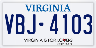 VA license plate VBJ4103