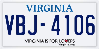 VA license plate VBJ4106