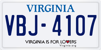 VA license plate VBJ4107