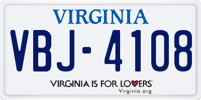 VA license plate VBJ4108
