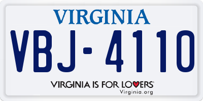 VA license plate VBJ4110