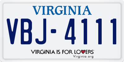 VA license plate VBJ4111