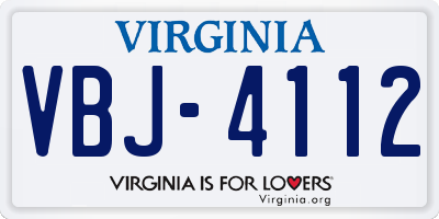 VA license plate VBJ4112