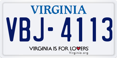 VA license plate VBJ4113