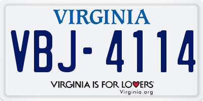 VA license plate VBJ4114