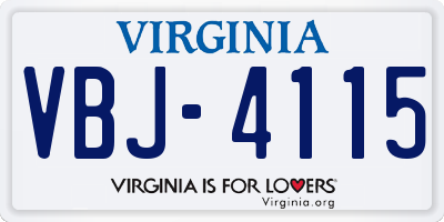 VA license plate VBJ4115