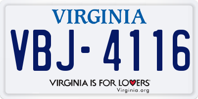 VA license plate VBJ4116