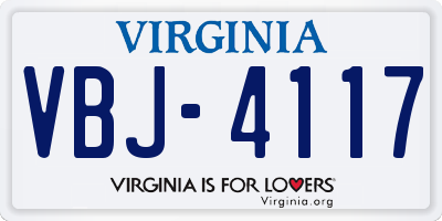 VA license plate VBJ4117