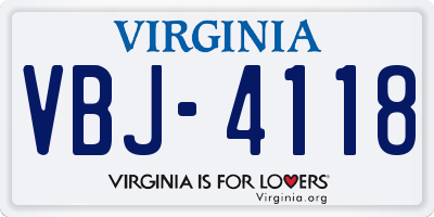 VA license plate VBJ4118
