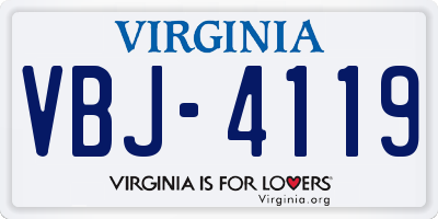 VA license plate VBJ4119