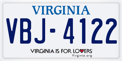 VA license plate VBJ4122