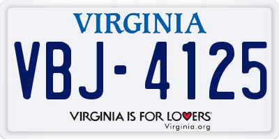VA license plate VBJ4125