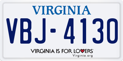 VA license plate VBJ4130