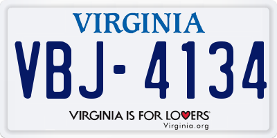 VA license plate VBJ4134