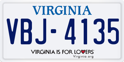 VA license plate VBJ4135