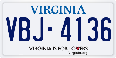 VA license plate VBJ4136