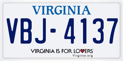 VA license plate VBJ4137