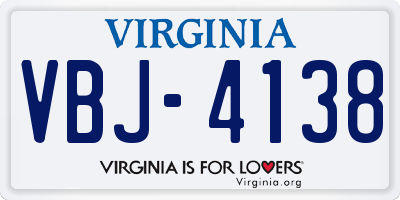 VA license plate VBJ4138