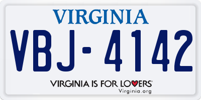 VA license plate VBJ4142