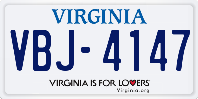 VA license plate VBJ4147
