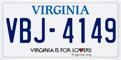 VA license plate VBJ4149