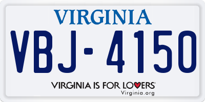VA license plate VBJ4150