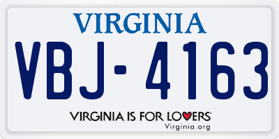 VA license plate VBJ4163