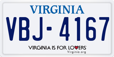 VA license plate VBJ4167