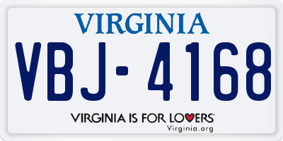 VA license plate VBJ4168