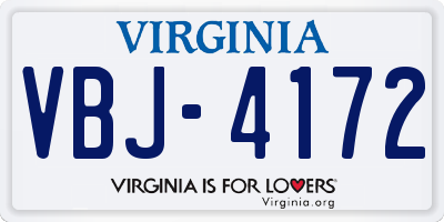 VA license plate VBJ4172