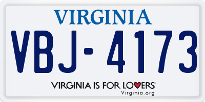 VA license plate VBJ4173