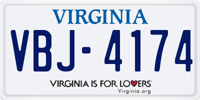 VA license plate VBJ4174