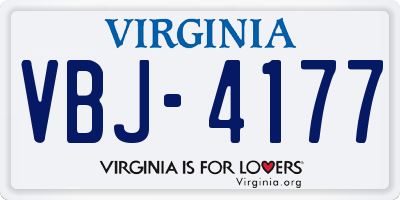 VA license plate VBJ4177