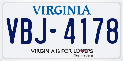 VA license plate VBJ4178